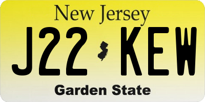 NJ license plate J22KEW