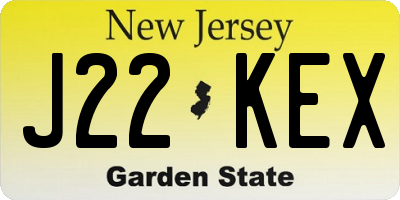 NJ license plate J22KEX