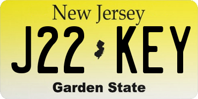 NJ license plate J22KEY
