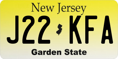NJ license plate J22KFA