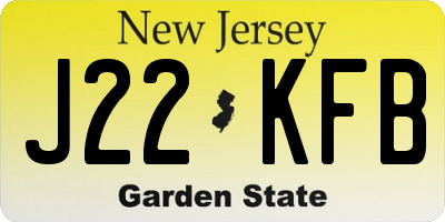 NJ license plate J22KFB