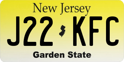 NJ license plate J22KFC
