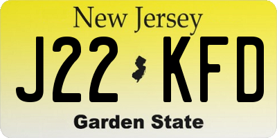 NJ license plate J22KFD
