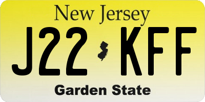 NJ license plate J22KFF