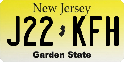 NJ license plate J22KFH