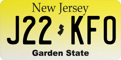 NJ license plate J22KFO