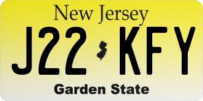 NJ license plate J22KFY