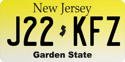 NJ license plate J22KFZ