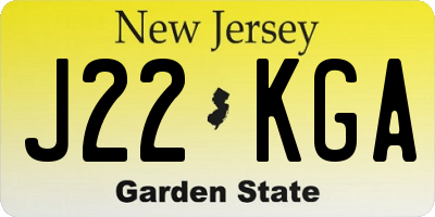 NJ license plate J22KGA