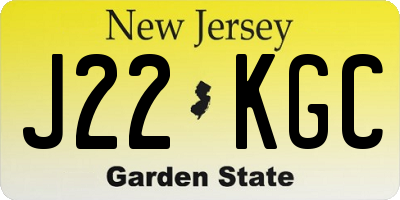 NJ license plate J22KGC
