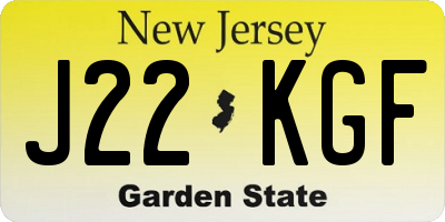 NJ license plate J22KGF