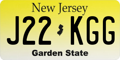 NJ license plate J22KGG