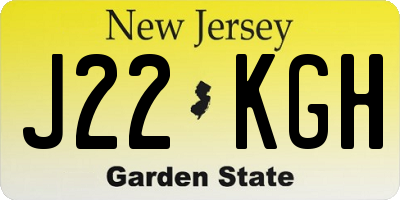 NJ license plate J22KGH