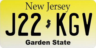 NJ license plate J22KGV