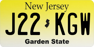 NJ license plate J22KGW