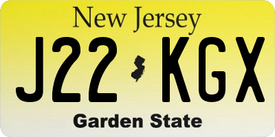 NJ license plate J22KGX