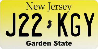 NJ license plate J22KGY