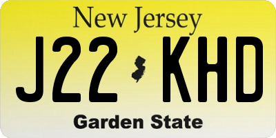 NJ license plate J22KHD
