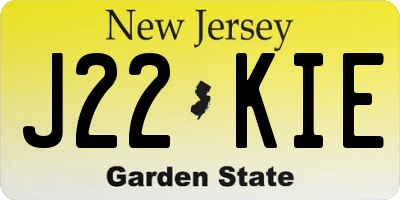 NJ license plate J22KIE