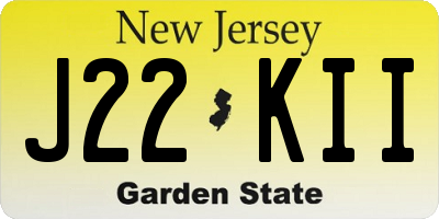 NJ license plate J22KII