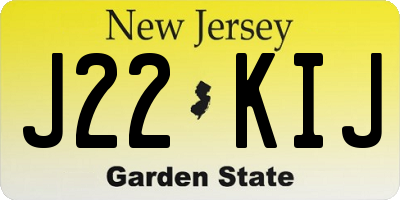 NJ license plate J22KIJ