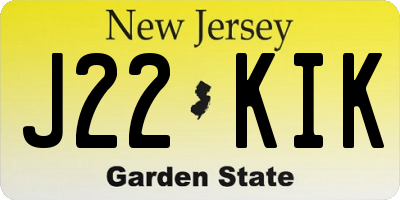 NJ license plate J22KIK