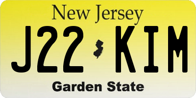 NJ license plate J22KIM