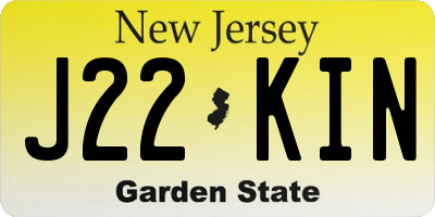 NJ license plate J22KIN