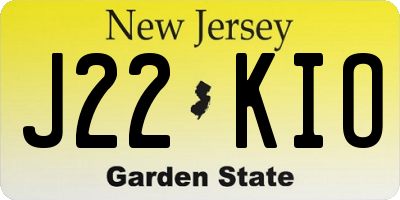 NJ license plate J22KIO