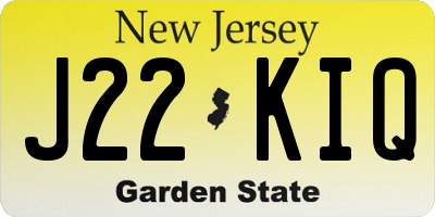 NJ license plate J22KIQ