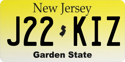 NJ license plate J22KIZ