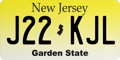 NJ license plate J22KJL