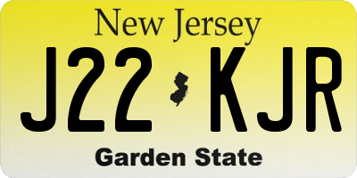 NJ license plate J22KJR
