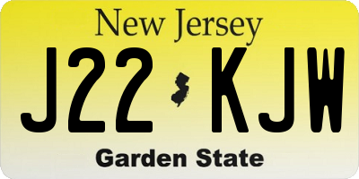 NJ license plate J22KJW