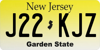 NJ license plate J22KJZ