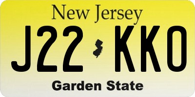 NJ license plate J22KKO