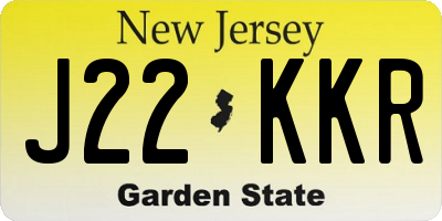NJ license plate J22KKR