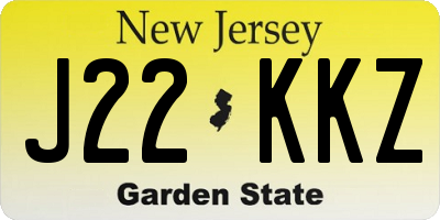 NJ license plate J22KKZ