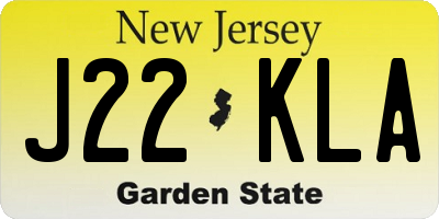 NJ license plate J22KLA
