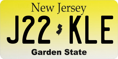 NJ license plate J22KLE