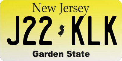 NJ license plate J22KLK