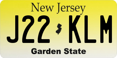 NJ license plate J22KLM