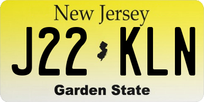 NJ license plate J22KLN