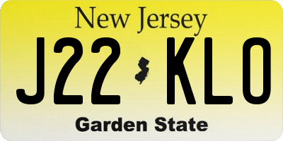 NJ license plate J22KLO
