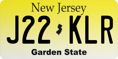 NJ license plate J22KLR