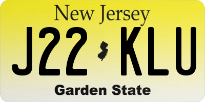 NJ license plate J22KLU