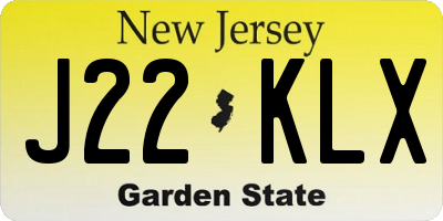NJ license plate J22KLX
