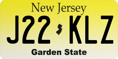 NJ license plate J22KLZ