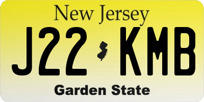NJ license plate J22KMB
