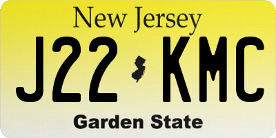 NJ license plate J22KMC